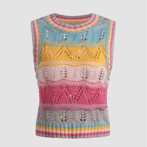 Rainbow Knitted Sweater Vest